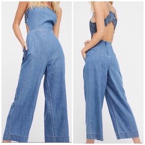 Freepeople denim jumpsuit